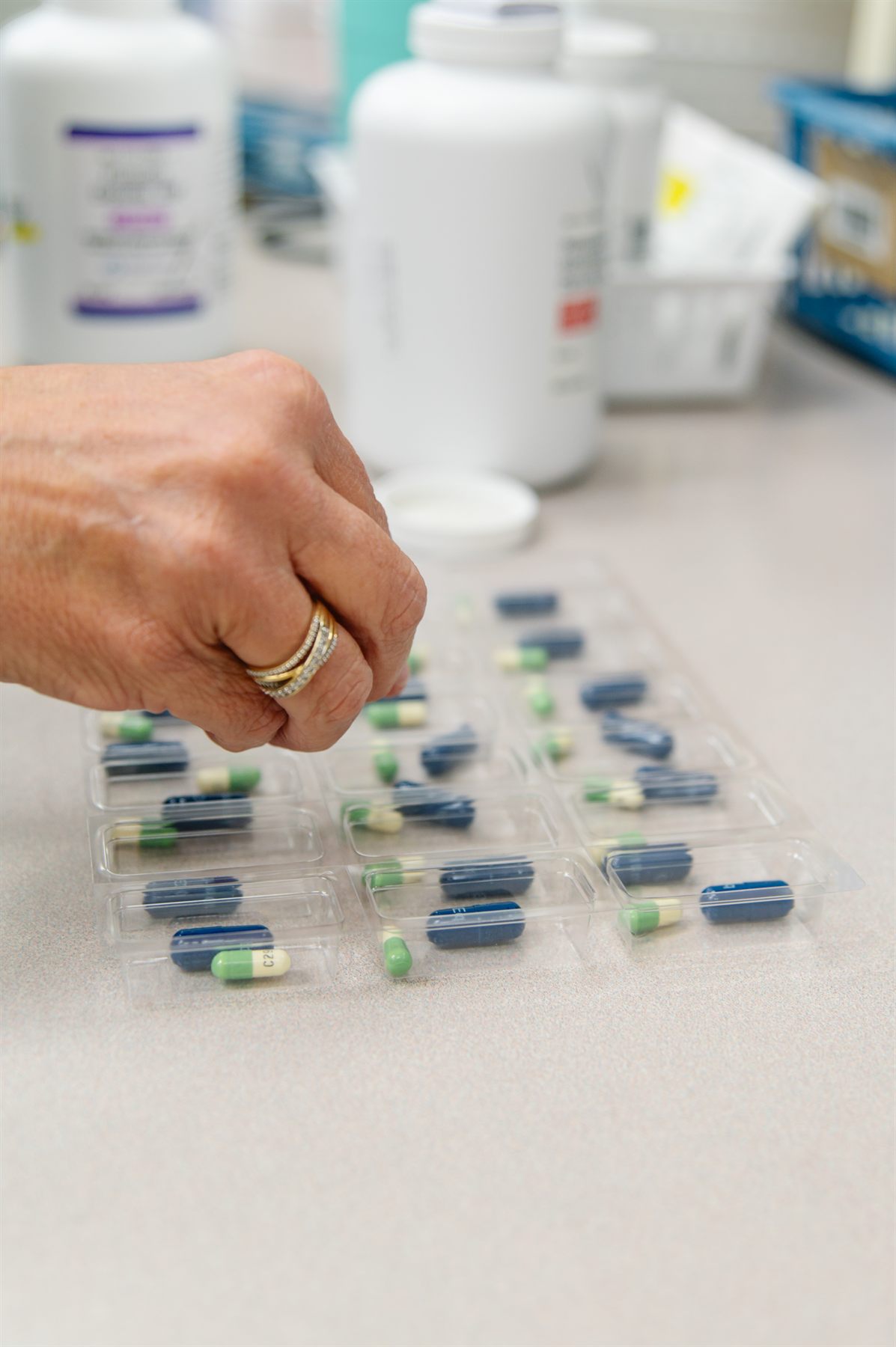 Blister pack medications sorted by day
