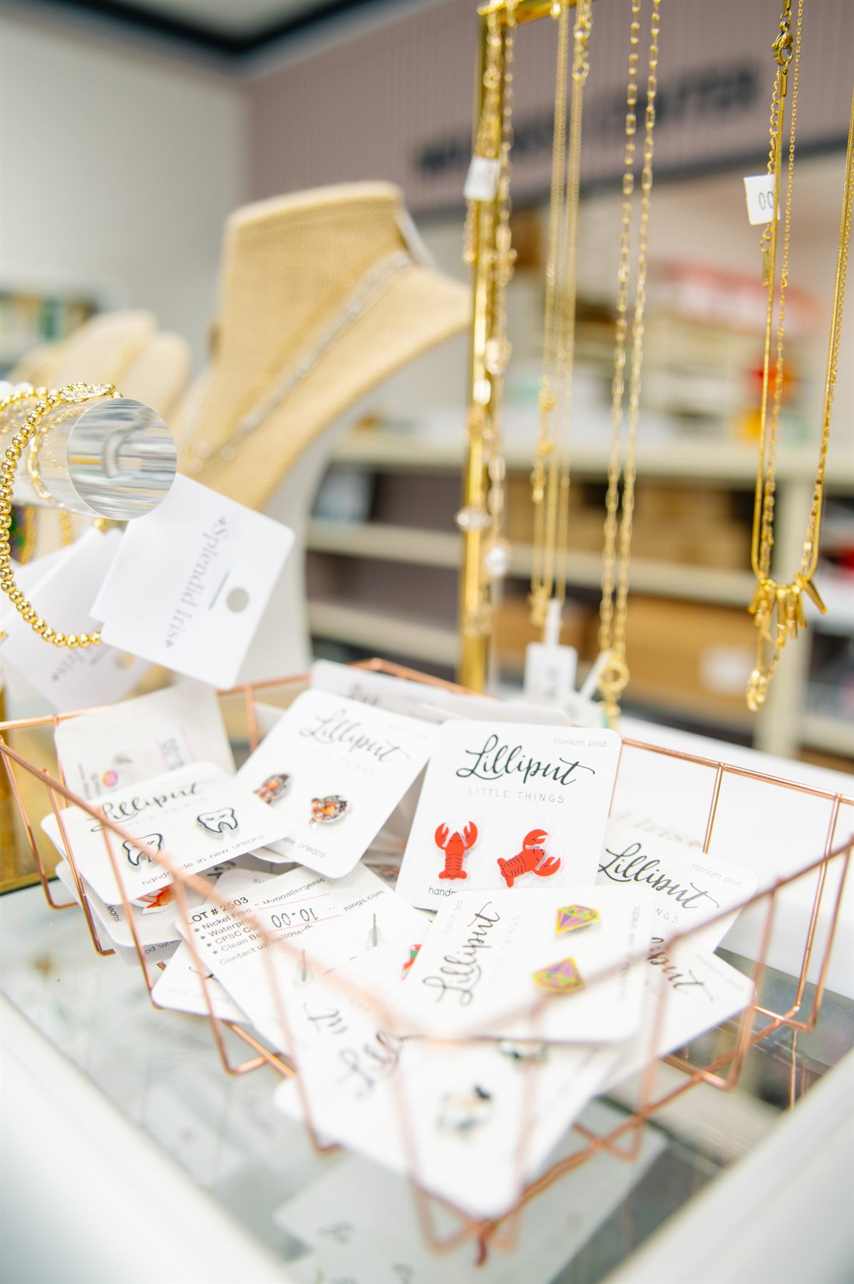 Handmade jewelry and earrings at Northside Pharmacy gift shop